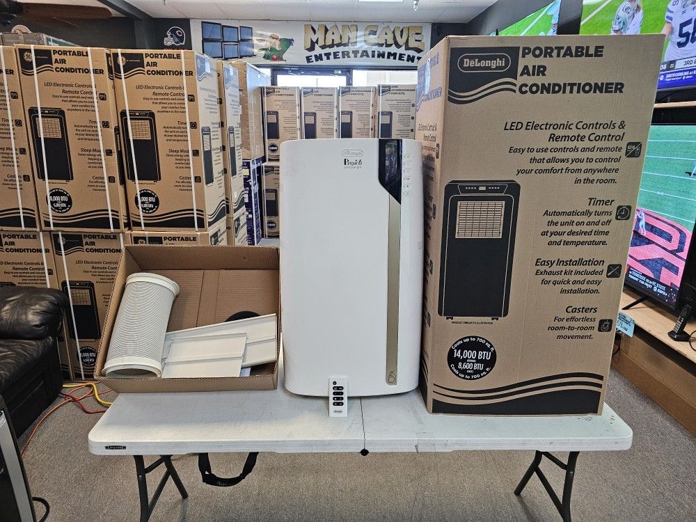 DELONGHI PORTABLE AIR CONDITIONERS IN STOCK 14K BTU 700 SQ FT UV FILTER COMPLETE IN BOX W/WARRANTY- PAYMENT OPTIONS