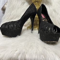 Betsy Johnson Black Glitter High Heels