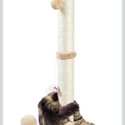 ANWA 32" Tall Cat Scratching Posts for Indoor Cats, 3-in-1 Vertical Cat Scratching Post with Plush Toys, Premium Sisal Post for Cats at All Ages with 