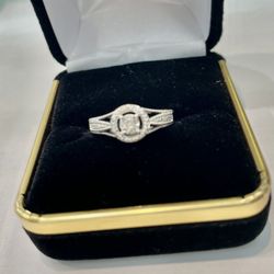Engagement Diamond Vintage Style Ring 925 Silver