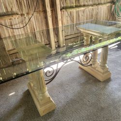 Large Rectangle Beveled Glass Dining Table