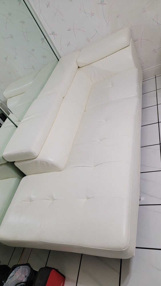 White Leather Sofa 