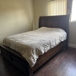 Bed Frame, Tall Dresser, Short Dresser & Mirror