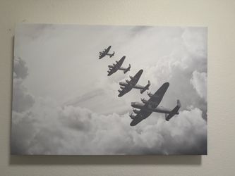 WWII Bomber Formation Black and White Canvas Print
