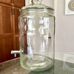 Large Glass Beverage Dispenser with Spigot & Lid 
