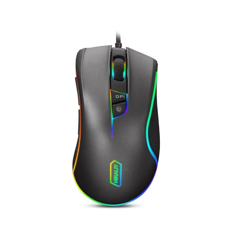 HIRALIY F300 Gaming Mouse Wired RGB Backlit 9 Programmable Buttons 5000 DPI Optical Sensor PMW3325 (Upgraded Version)