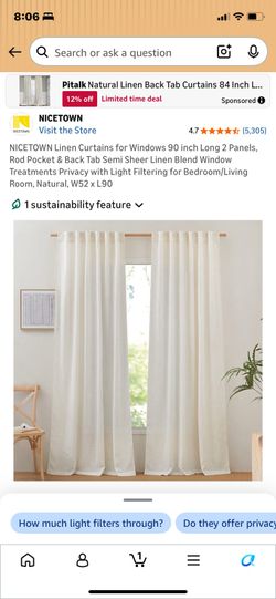 New faux linen sheet curtains 2panels cream color 52x90
