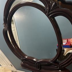 Cherry Gloss Wooden Frame Mirror For Dresser 