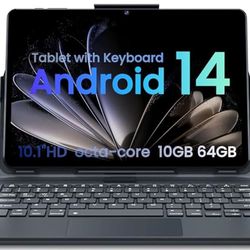 10.1'' Android 14 Tablet, 12GB RAM/64GB ROM, 1280x800 IPS HD Touchscreen