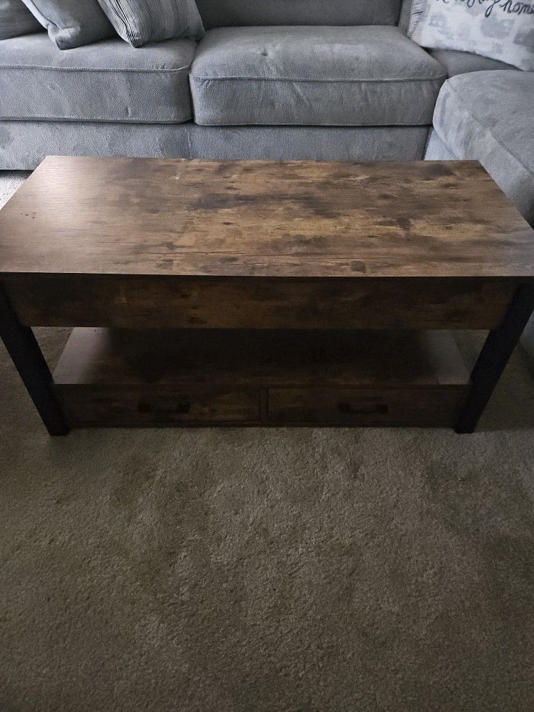 41.7" Lift Top Coffee Table with 2 Drawers and Hidden Compartment
Rustic Brown