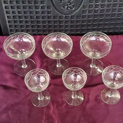 Vintage Crystal Etched Wine Glasses