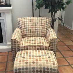 Beige Dot Armchair And Ottoman 