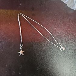 925 Italy Silver Necklace With Star Pendant
