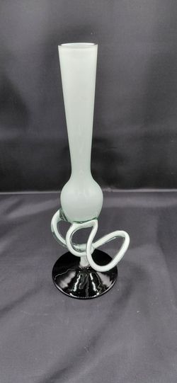Vintage Krosno White Cased Glass Squid Vase Made In Poland