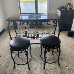Full Bar Stand With 2 Bar Stools 