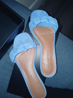 Who What Wear Blue Slides Sandals