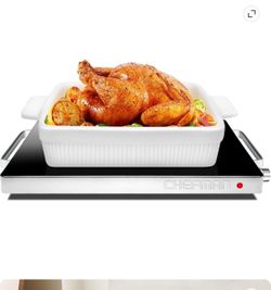 (4.6 347 Chefman Compact 15"x12" Glass Top Electric Warming Tray with Adjustable Temperature Control - Stainless