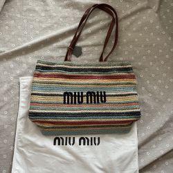  Colorful Striped Woven Top Handle Bag 