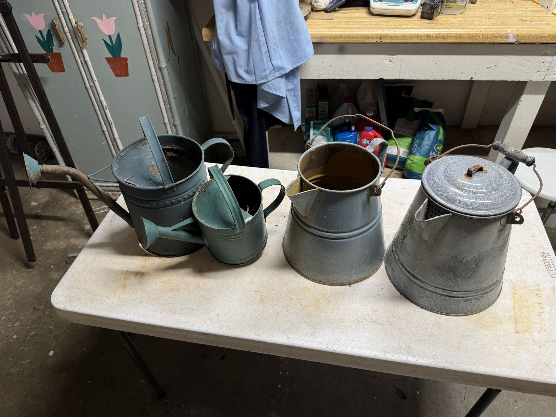 Various Metal Planters, Vintage; Set Of (4)