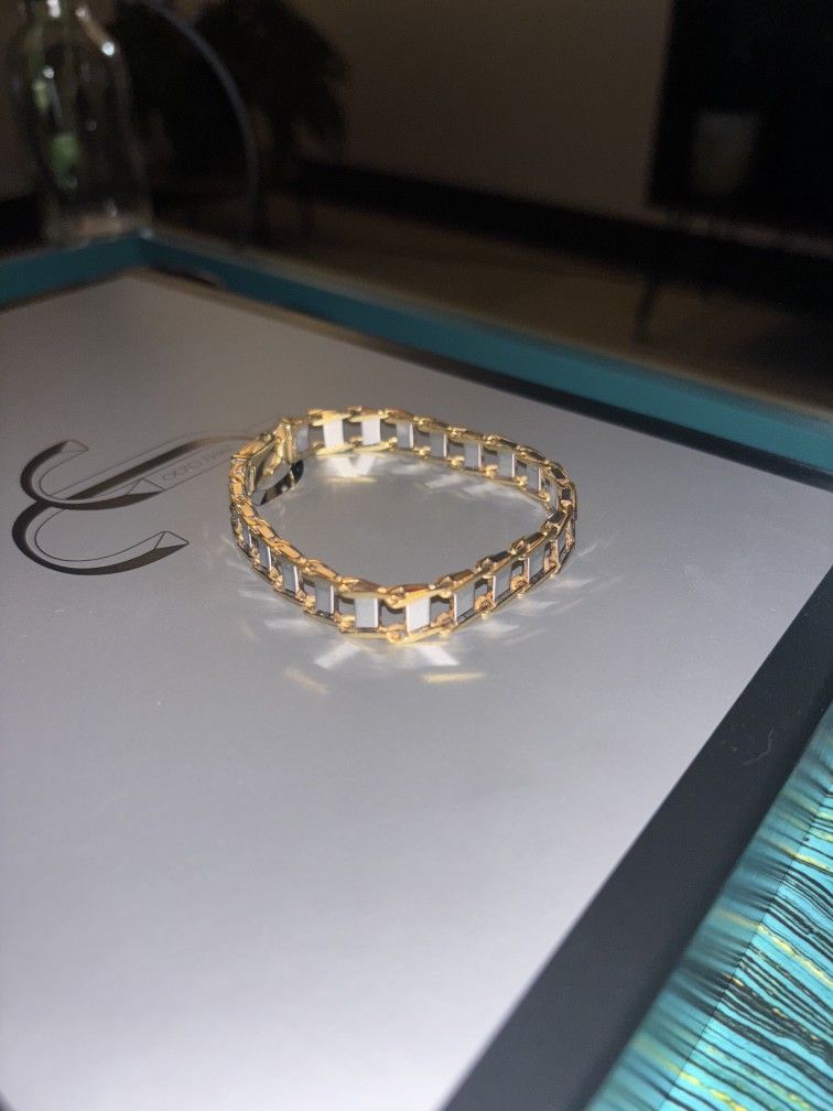 14k Gold Zales Railroad Bracelet (New Never Used)
