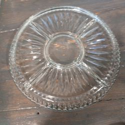 Beautiful Heavy Divided Cut Crystal Serving Platter Use For Dessert Or Veggies Beautiful