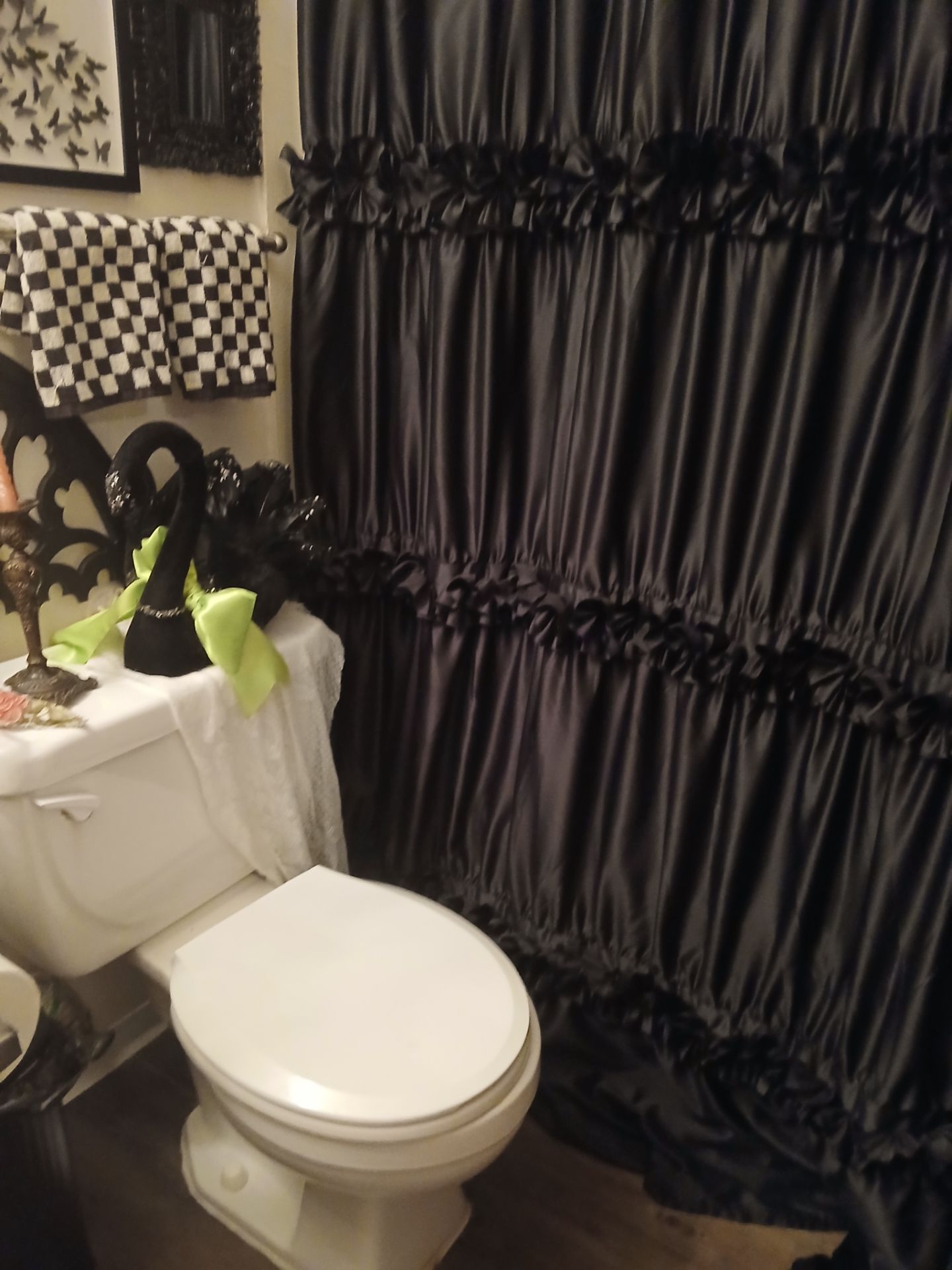 Black Satin Shower Curtain