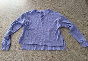 Lavender Waffle Knit Cropped Long Sleeve Top