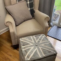 Cream Fabric Wingback Chair 