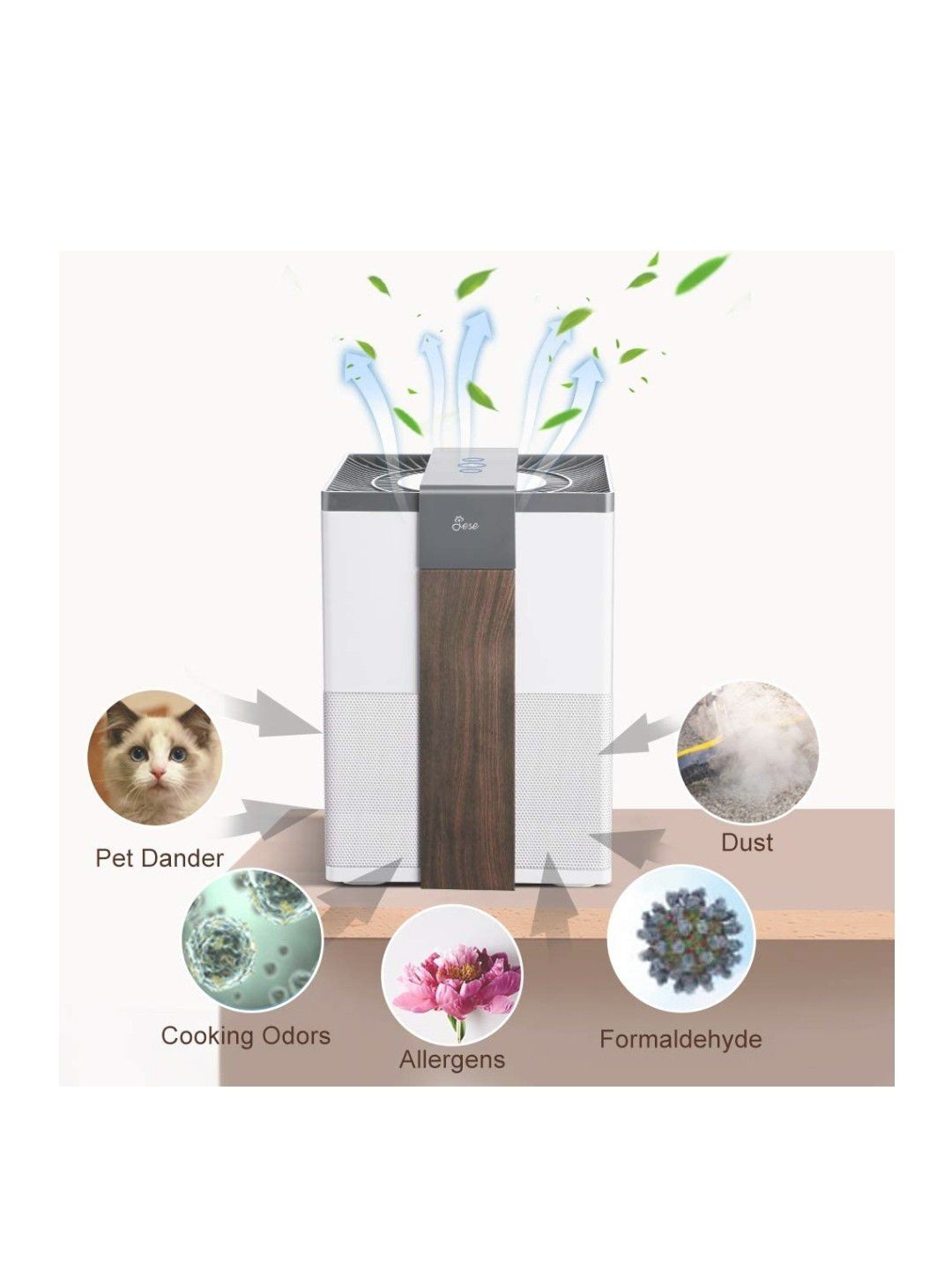 Jese Air Purifier,3 Stage Filtration System with True HEPA Air Filter for Home Allergies, Air Cleaner Remove Formaldehyde with Charcoal Cloth Filter