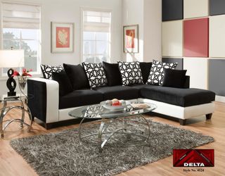 Plush Black & White Sectional