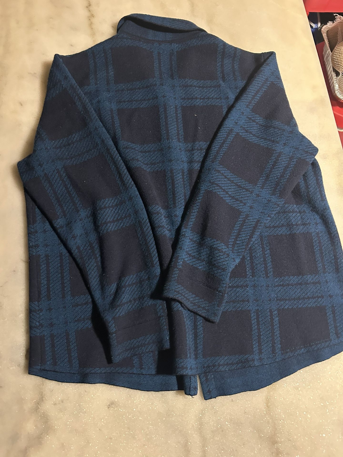 Button Up Blue Cotton Sweatshirt