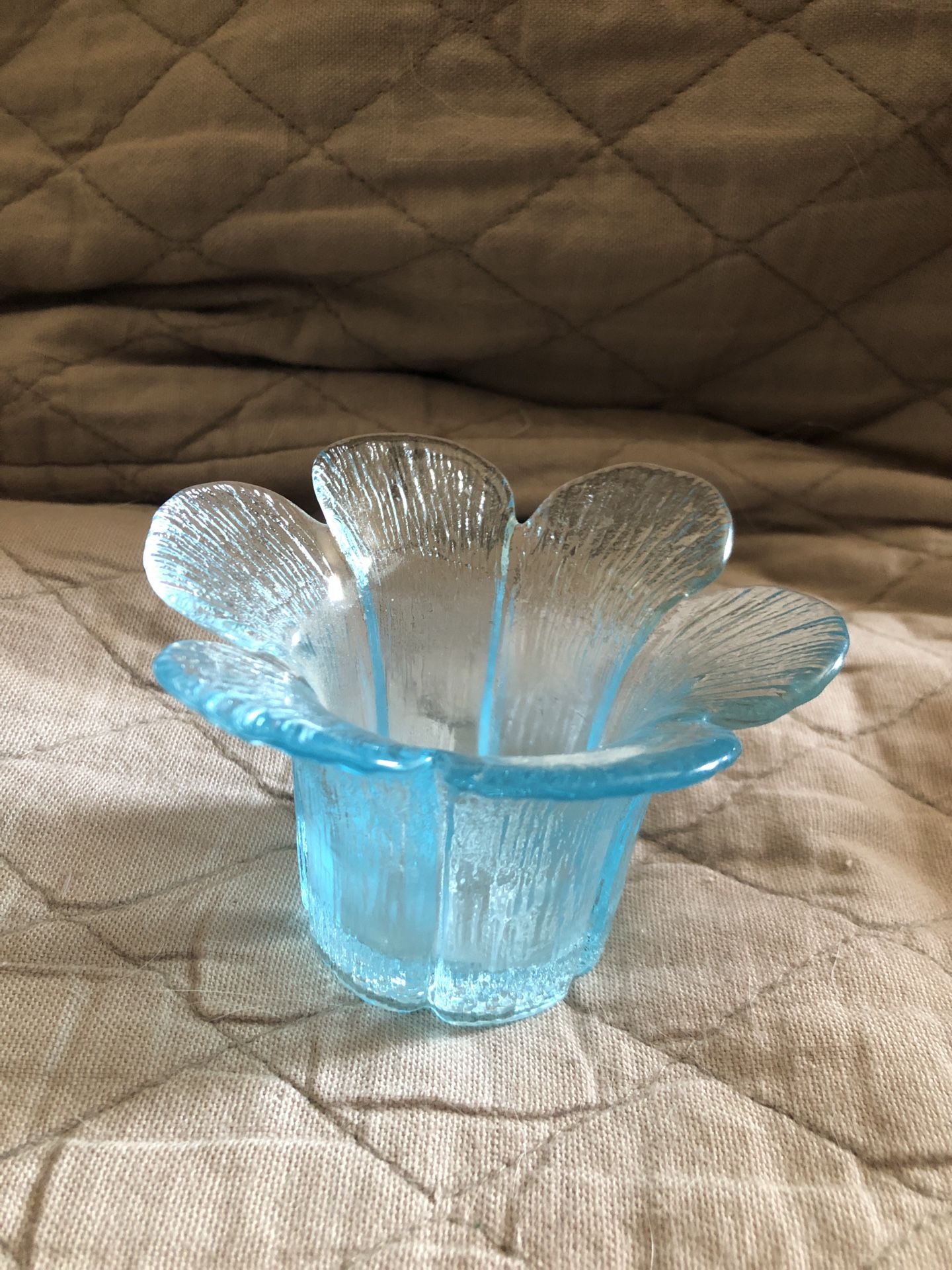 Lite Ice Blue Flower Candle holder.