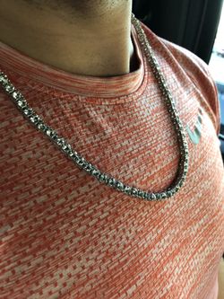 New 18 k white gold iced out tennis chain