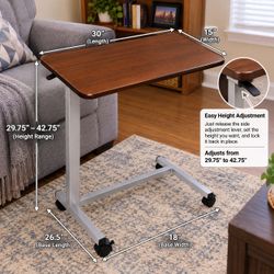 Adjustable Height Rolling Overbed Table