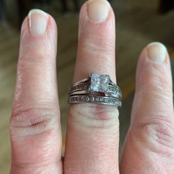 CZ Engagement Ring and Wedding Band Set