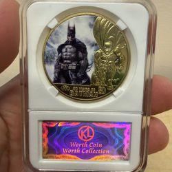New 80 Years of BATMAN 1 .5" Wide Collectors Gold Plated Colorized Medallion Round
