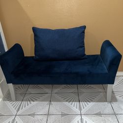 Velvet Blue Ottoman Bench