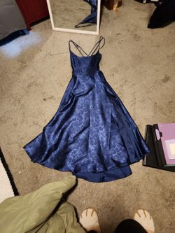 blue floral print dress