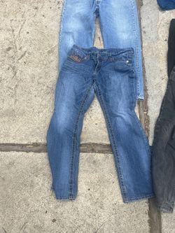 14’ wide boot cut blue jeans
