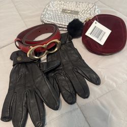 Cinto coach, Guantes De Cuero Y Bolsitas Cosmetics 