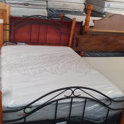 QUEEN SIZE BED FRAME WITH MATTRESS AND BOX SPRING  FREE DELIVERY 🚚🚚🚚