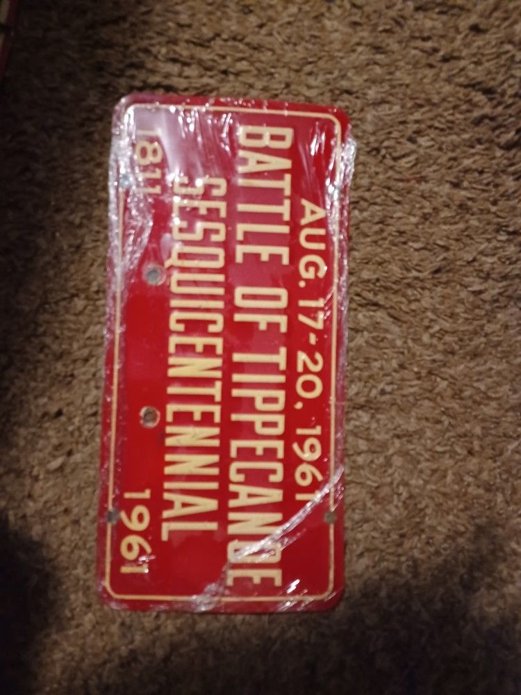 1961 BATTLE OF TIPP SESQUICENTENNIAL LICENSE PLATE