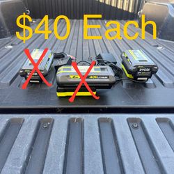 RYOBI 40V 2.0 Ah Lithium-Ion Battery & Charger Starter Kit **$40 Each**