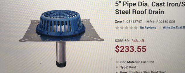 2 Commercials Roof drains (Brand New/ Never used)