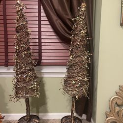 2 Decorative Brown  Christmas Trees