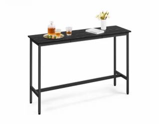 Bar Table, Narrow Long Kitchen Dining Table, Sturdy Metal Frame, Industrial, 15.7 × 55.1 x 35.4 Inches, Ebony Black and Ink Black