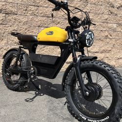 3000 Watt/Twin-Dual Motor “Tank e-Bike” Electric, 38mph, Color Screen, Metal USA Basket