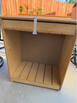 Wooden lift top storage cabinet