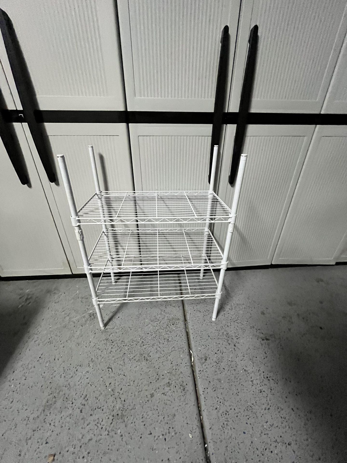 White adjustable three tier wire metal rack storage organizer shelf