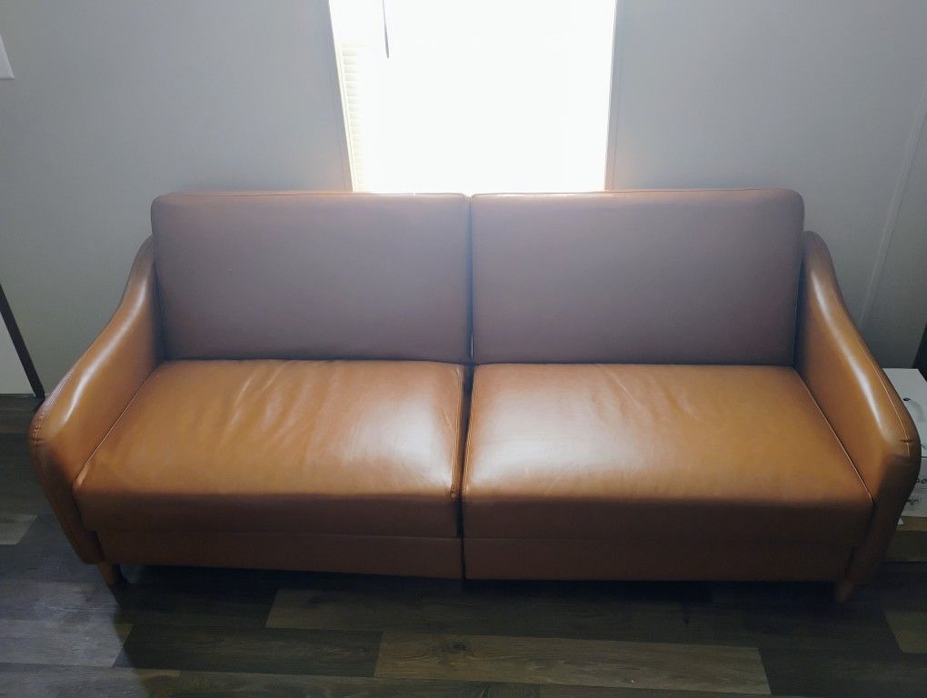Faux Leather Camel Futon Super Comfy 